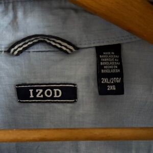 Izod Men's Casual Button Down Shirt - Light Blue